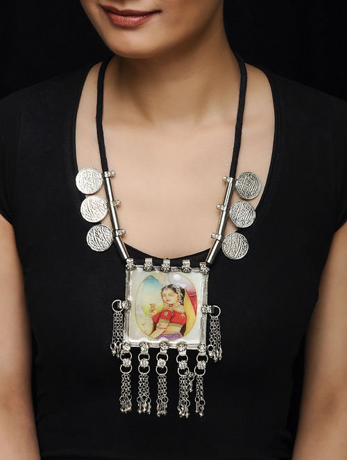 500x662 Buy Tribal Coin Necklace With Miniature Painting Online - Pendant Painting