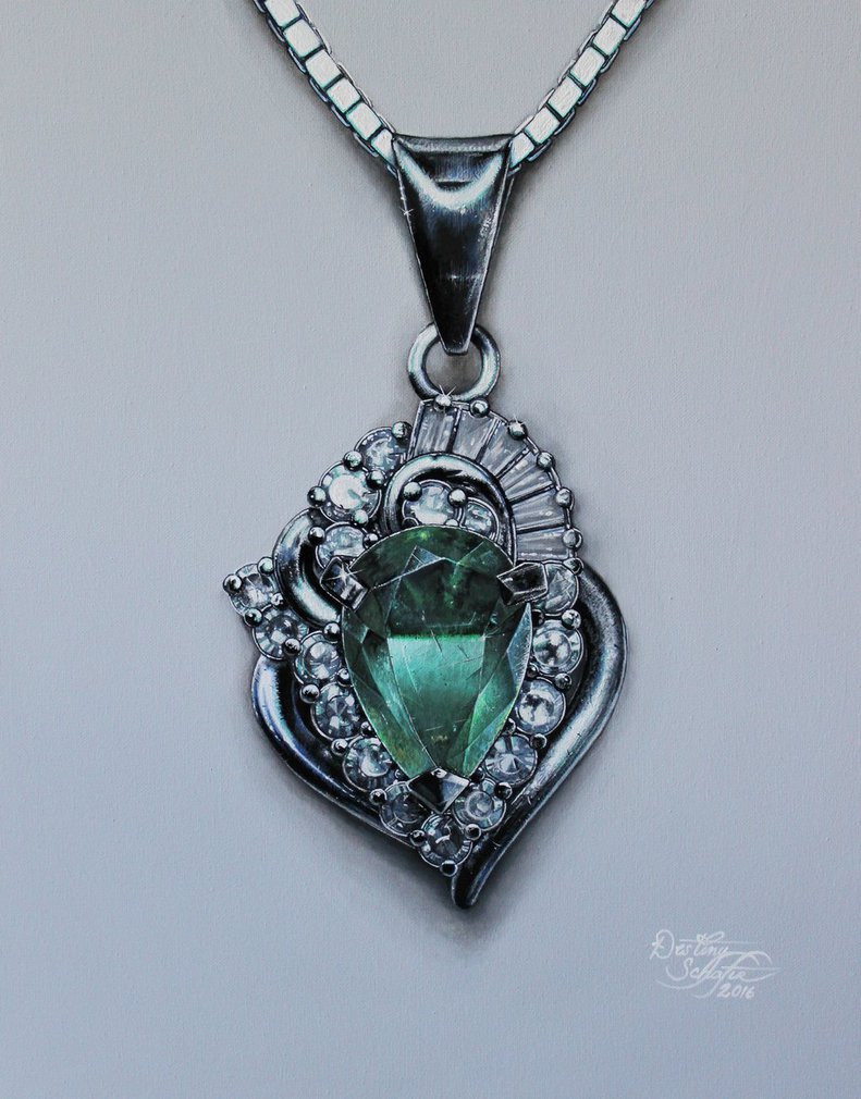 791x1010 Emerald Pendant Painting By Straewefin - Pendant Painting