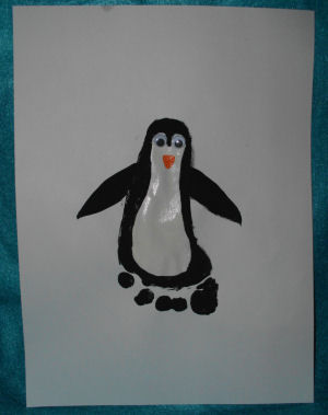 300x379 Kids Foot Print Penguin Arts And Craft Project 5 Steps - Penguin Feet Painting