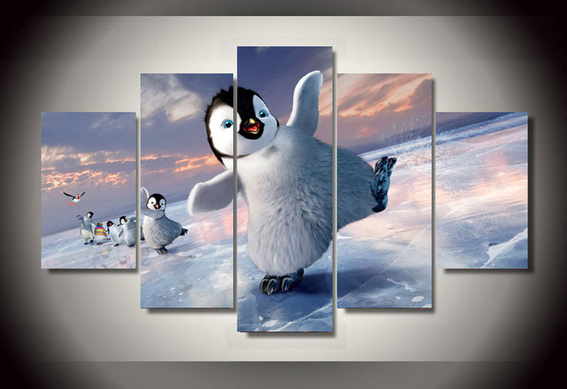 640x439 2017 Real Paintings Art Fallout Unframed Printed Cartoon Happy - Penguin Feet Painting