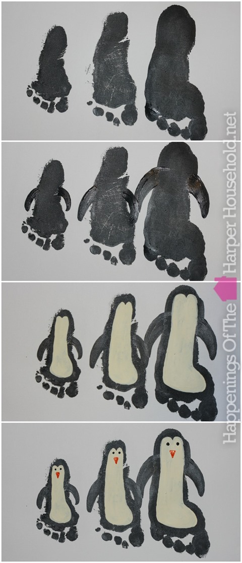 480x1117 Super Simple Penguin Footprint Craft Happenings Of The Harper - Penguin Feet Painting