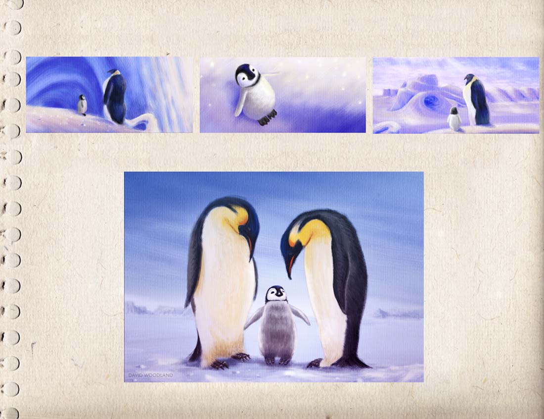 1100x846 David Woodland Happy Feet - Penguin Feet Painting