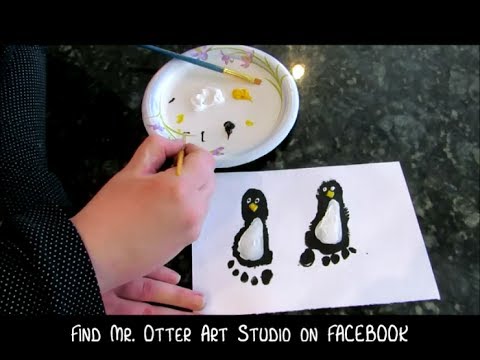 480x360 Footprint Penguin - Penguin Feet Painting