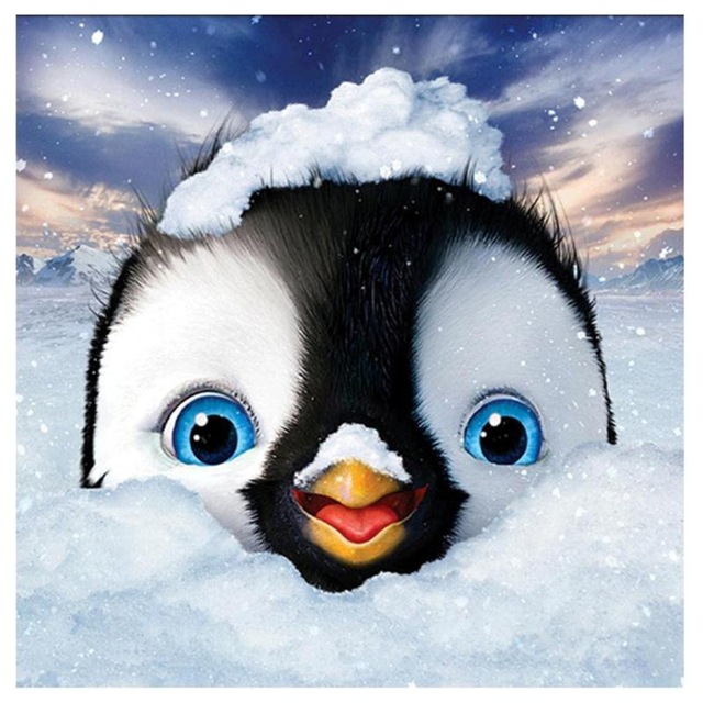 640x640 Foreign Trade Burst 5d Diamond Cute Penguin Painting Rhinestone - Penguin Painting