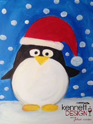 300x400 Penguin Kdpaintparty - Penguin Painting For Kids