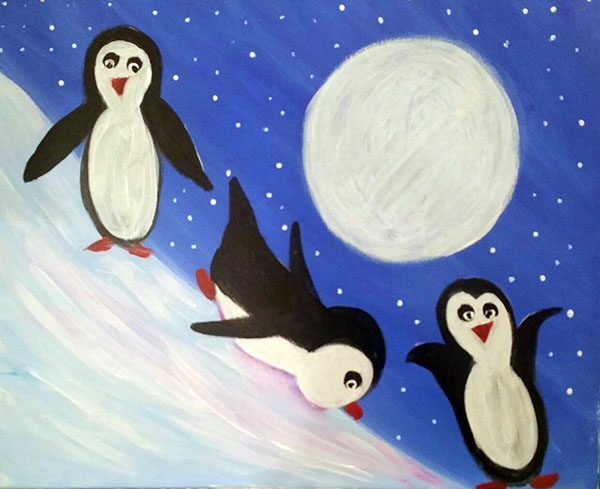 600x489 Penguin Party - Penguin Painting For Kids