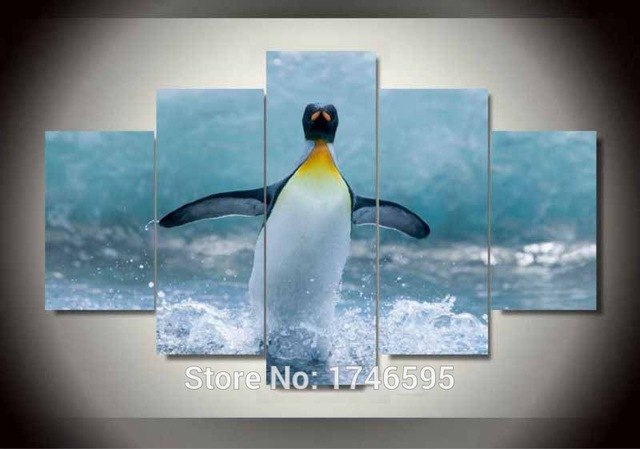 640x449 5pcs Abstract Kids Room Decor Wall Art Picture Home Decor Printed - Penguin Painting For Kids