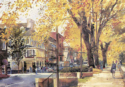 512x358 Penn State University Old Main Campus Artwork Prints - Penn State Painting