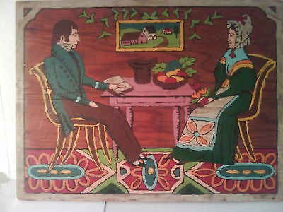 400x300 Folk Art Pennsylvania Dutch Painting Wood Board Original Early - Pennsylvania Dutch Painting