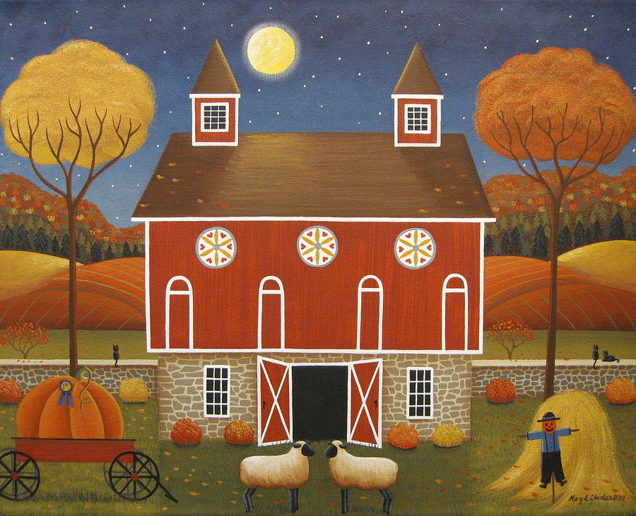 900x731 Pennsylvania Dutch Hex Barn Painting By Mary Charles - Pennsylvania Dutch Painting