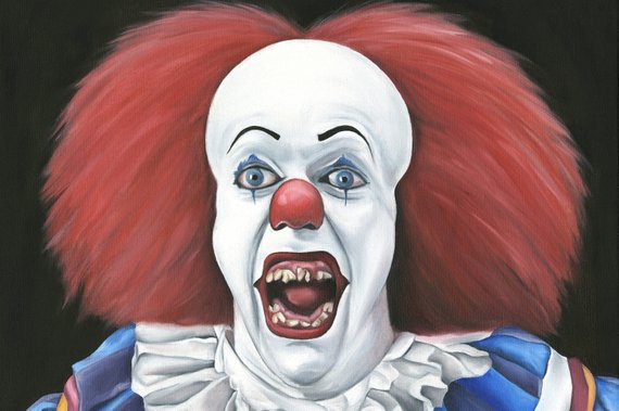 570x379 Pennywise It Clown Original Oil Painting Art Print Stephen - Pennywise The Clown Painting