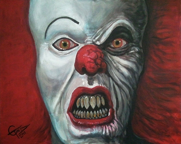 600x480 Pennywise Shower Curtain For Sale By Tom Carlton - Pennywise The Clown Painting