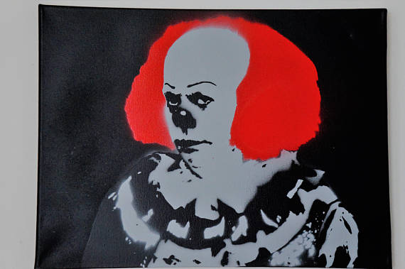 570x379 It Pennywise Stephen King Clown Handmade Painting Portrait - Pennywise The Clown Painting