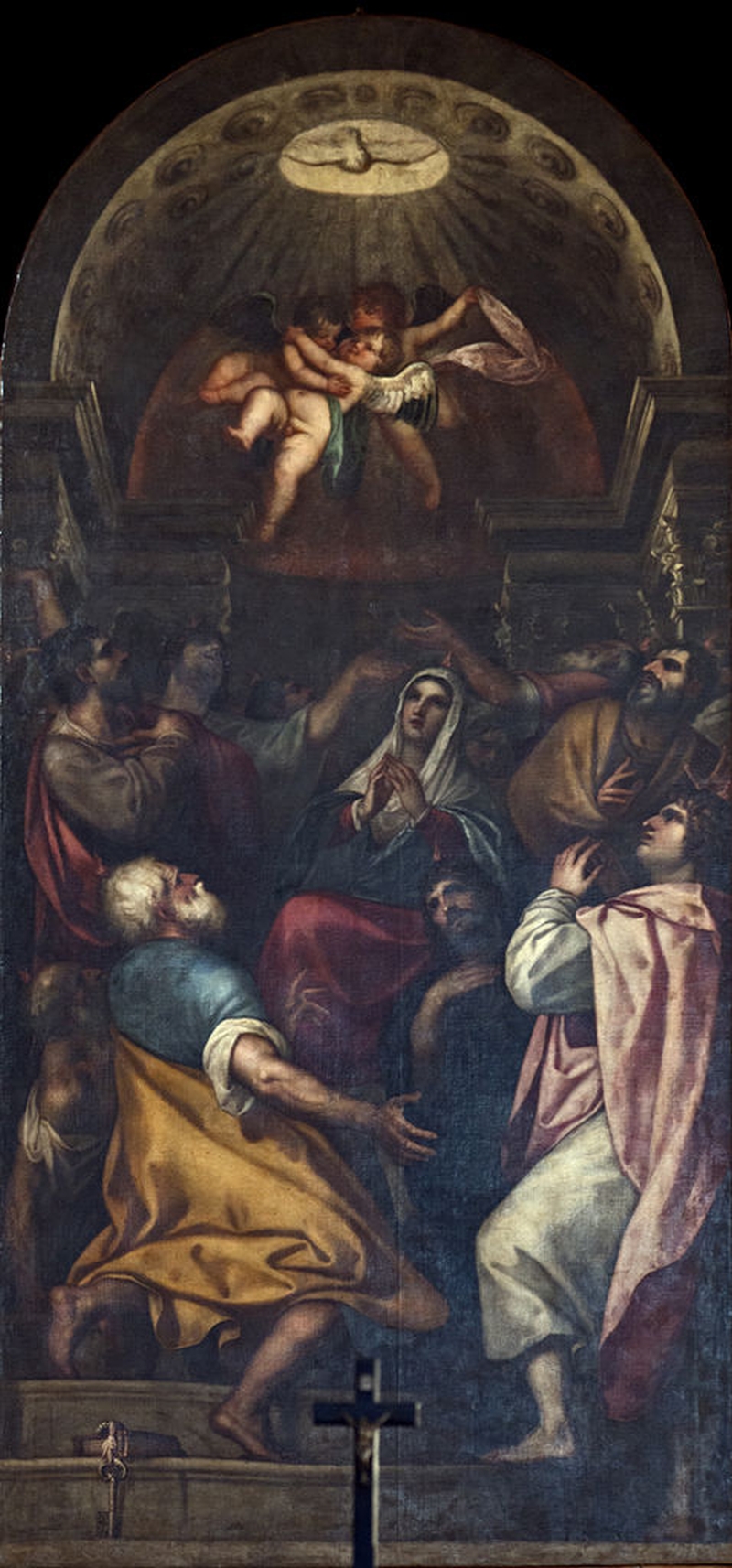 800x1714 The Miracle Of Pentecost Painting Alessandro Varotari Oil Paintings - Pentecost Painting
