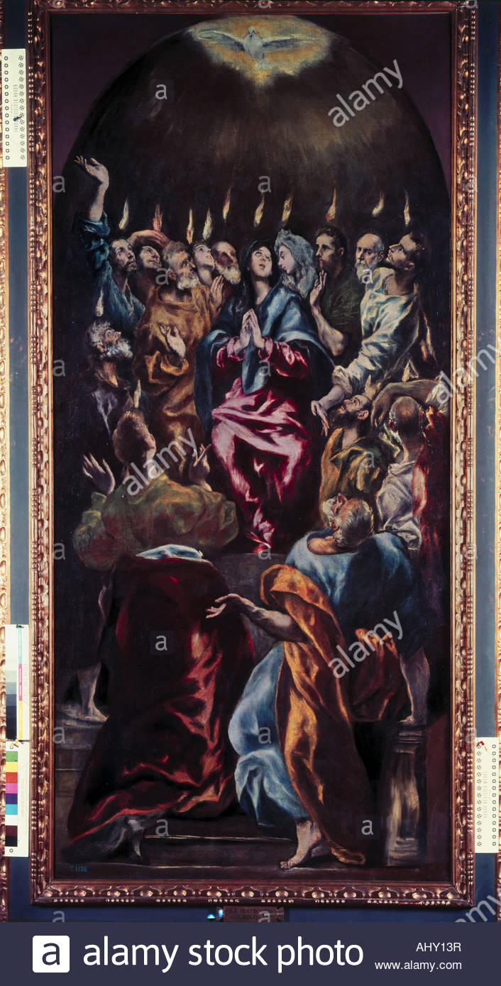 706x1390 Fine Arts, Greco, El, Birth Name Domenikos Theotokopoulos, (1541 - Pentecost Painting El Greco