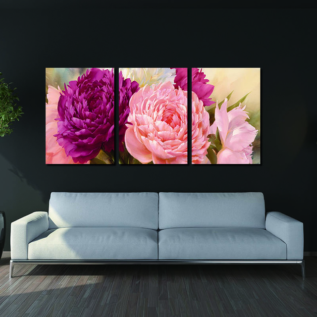 640x640 5 Panel Pictures Canvas Painting Peony Flower Painting Wall Art - Peony Flower Painting