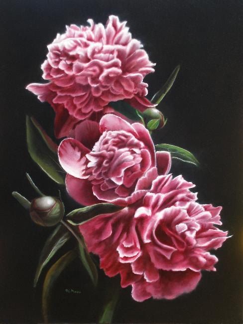 488x650 Peony Painting, Peony Art, Artwork For Sale, Contemporary Art - Peony Flower Painting