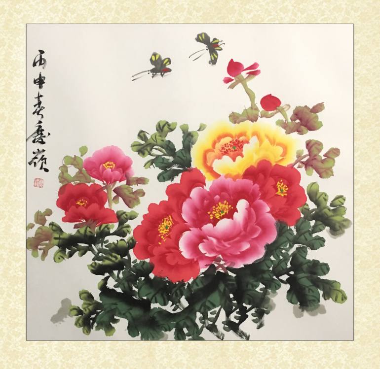 770x749 Saatchi Art Chinese Painting Peony Flower Painting By Qinjian Zheng - Peony Flower Painting