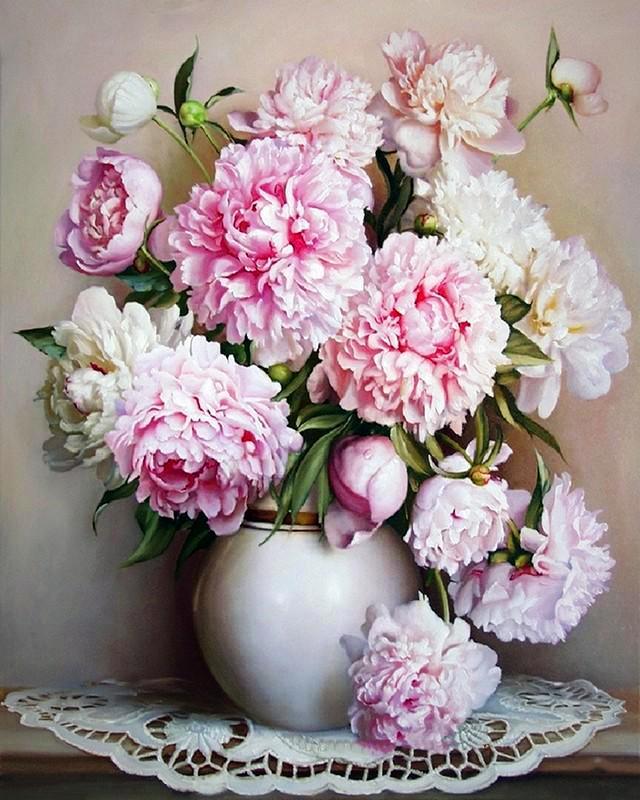 640x800 Diy Acrylic Painting Kit - Peony Flower Painting
