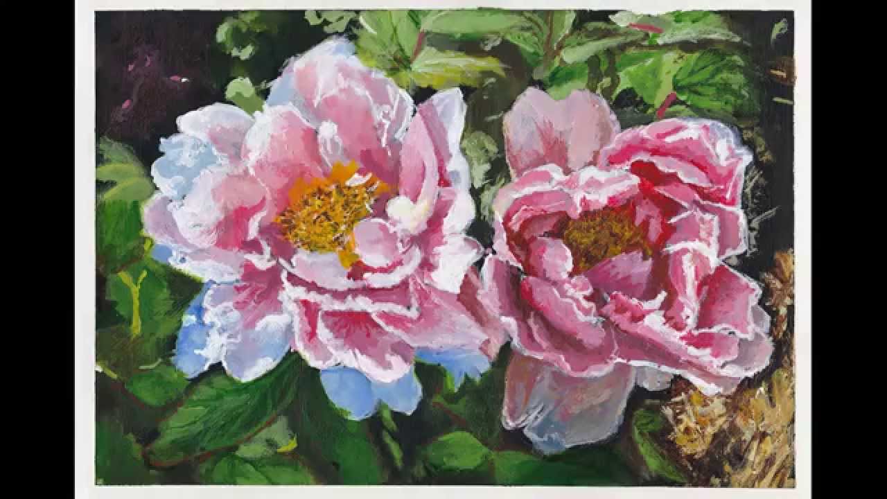 1280x720 First Love - Peony Flower Painting