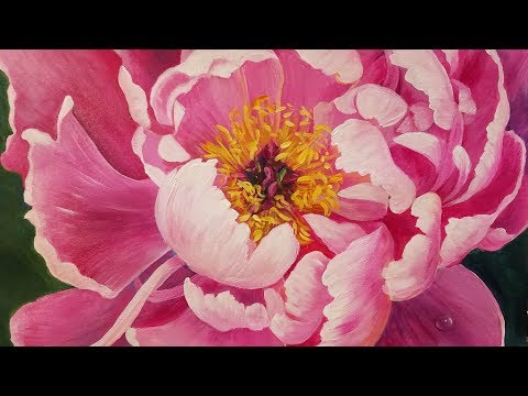 480x360 Floral Acrylic Painting Tutorial Peony Blossom Flower Live - Peony Flower Painting