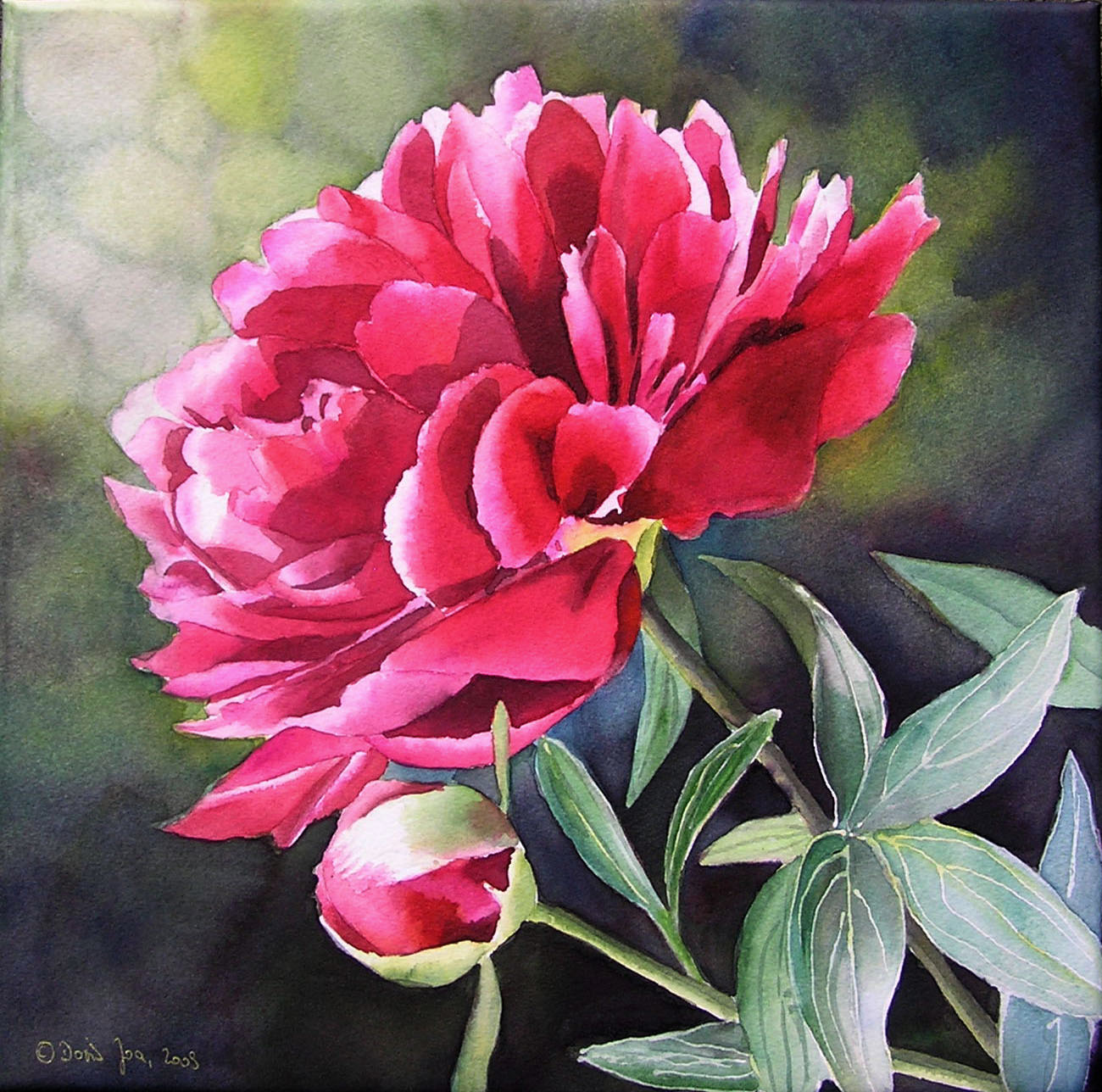 1300x1288 Flower Painting Peony - Peony Flower Painting