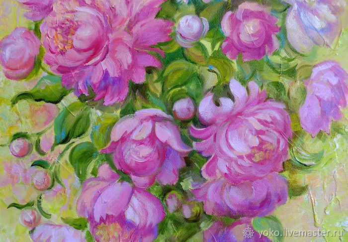 700x486 Oil Painting Peony Bouquet Of Joy Peonies Oil On Canvas Shop - Peony Oil Painting