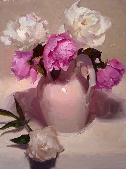 410x550 Peonies Galore By Dennis Perrin Oil ~ 24 X 18 Oil Painting - Peony Oil Painting