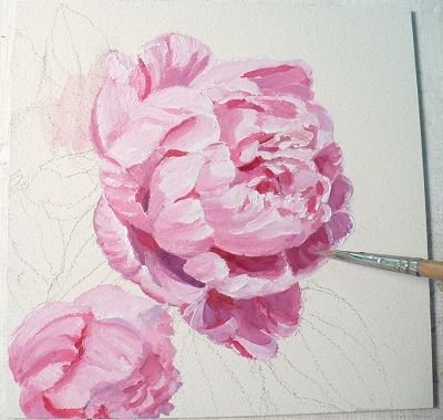 400x380 Pink Peony Oil Painting On Panel Art Blog, Peony - Peony Oil Painting