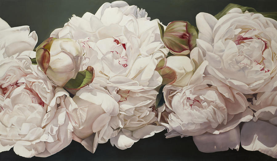 900x524 Pink White Peonies Oil Painting Painting By Thomas Darnell - Peony Oil Painting