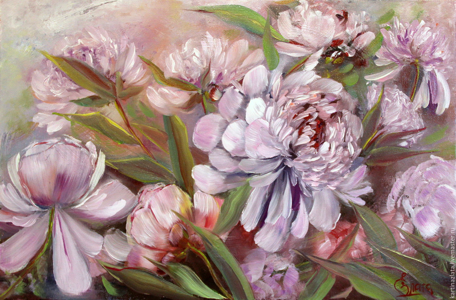 1500x989 Pink Peonies Oil Painting Shop Online On Livemaster - Peony Oil Painting