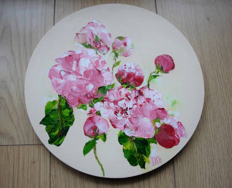 770x623 Saatchi Art Blossom Series. Peony, Oil Painting, Palette Knife - Peony Oil Painting