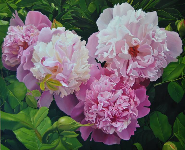 770x626 Saatchi Art Peony Painting, Large Oil On Canvas Art Painting By - Peony Painting