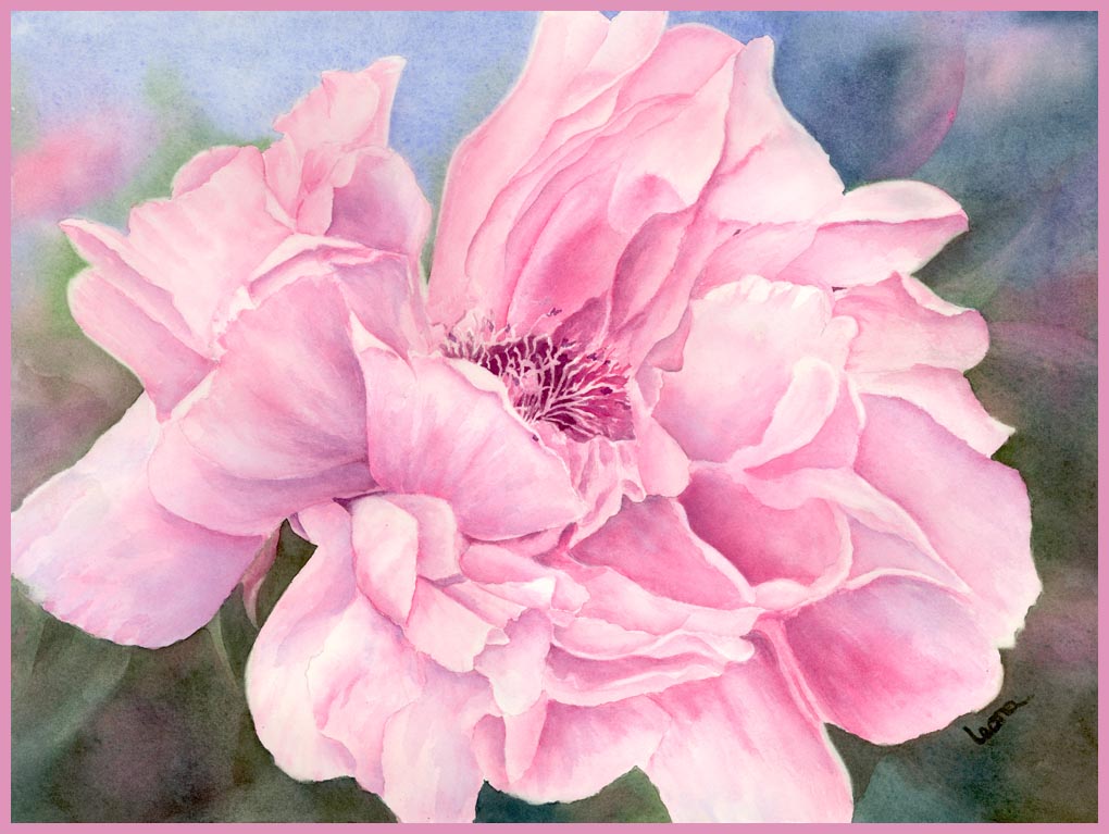 1020x767 Leona's Art Watercolor Gallery Ii - Peony Watercolor Painting
