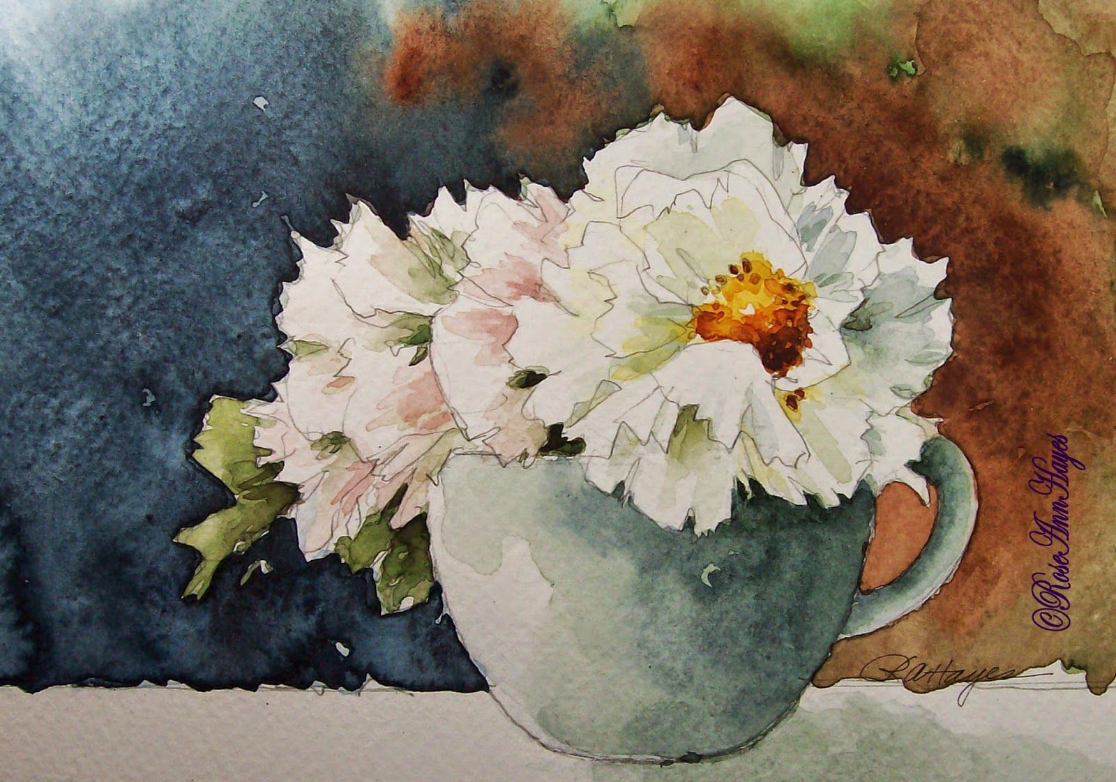 1600x1121 Watercolor Paintings By Roseann Hayes Peonies Watercolor Painting - Peony Watercolor Painting