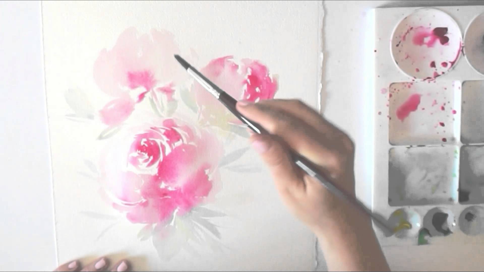 1920x1080 Watercolour Painting Tutorial - Peony Watercolor Painting
