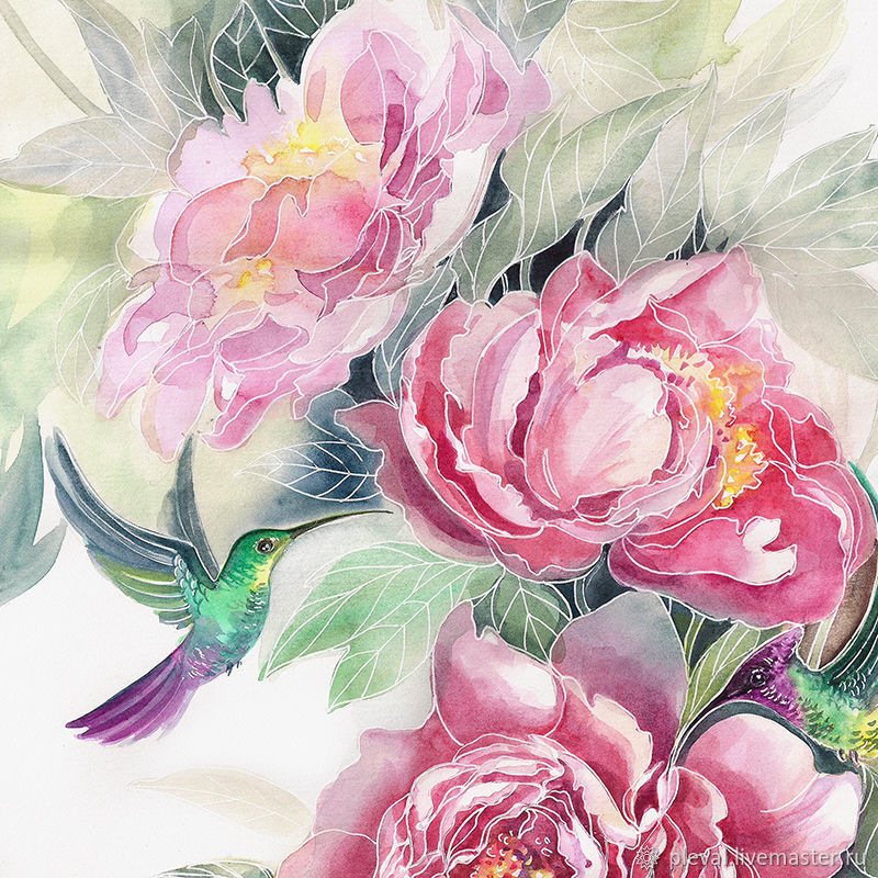 800x800 Copy Of Copy Of Painting Watercolor Peonies Peonies In Garden - Peony Watercolor Painting