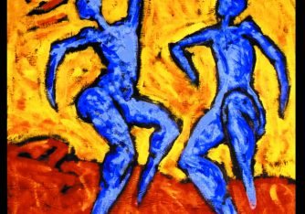 334x234 Dance Of The Blue People - People Dancing Painting