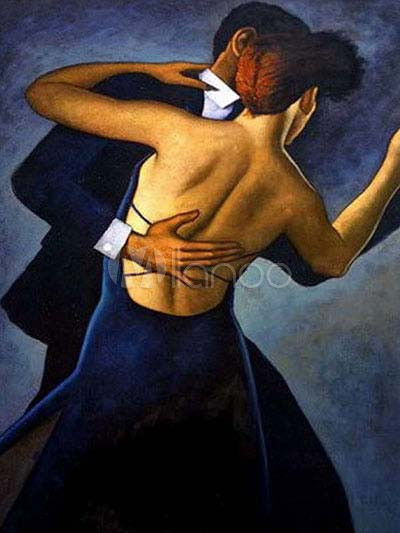 400x533 Dancing Pair 6050cm Canvas Hand People Oil Painting - People Dancing Painting