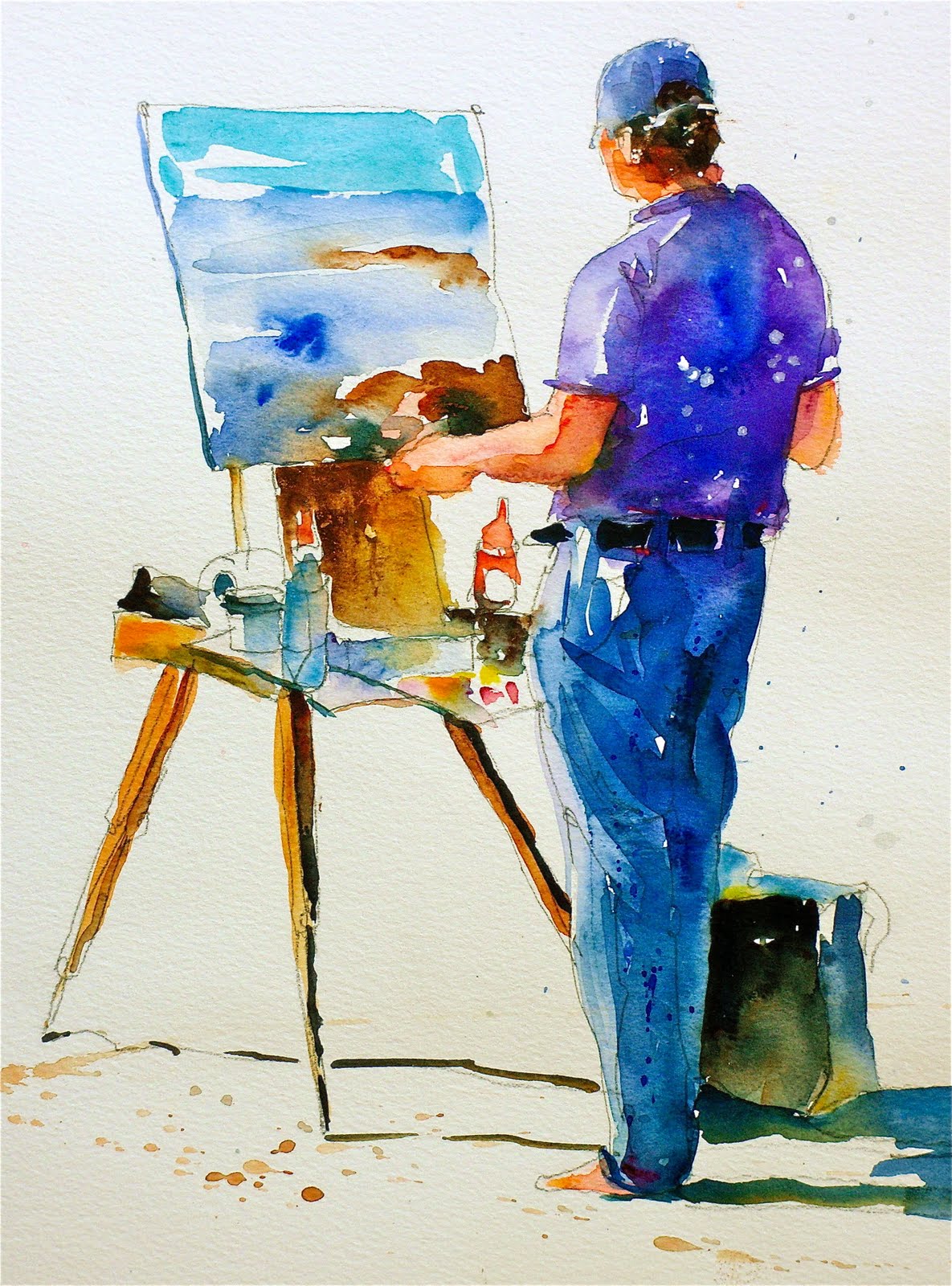 1185x1600 David Lobenberg Study Of A Painter On The Beach - People Painting