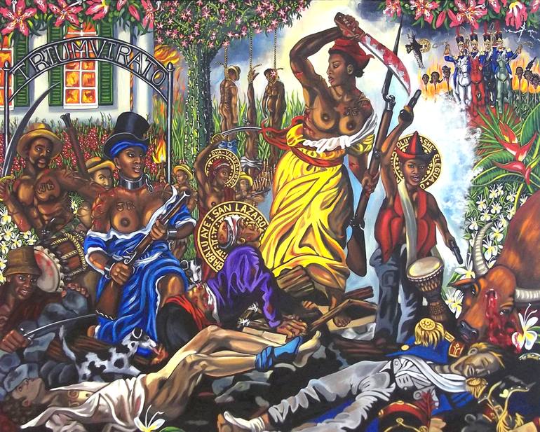 770x617 Saatchi Art Carlota Leading The People (After Eugene Delacroix'S - People Painting Art