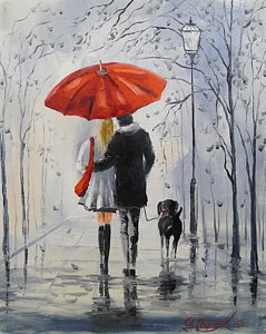 239x300 People Walking In The Rain Paintings Fine Art America - People Walking Painting