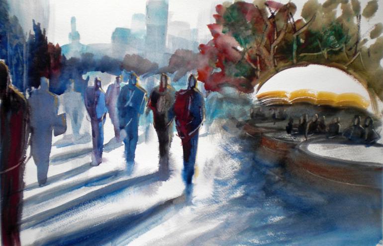 770x496 Saatchi Art Walking People Painting By Giorgio Gosti - People Walking Painting