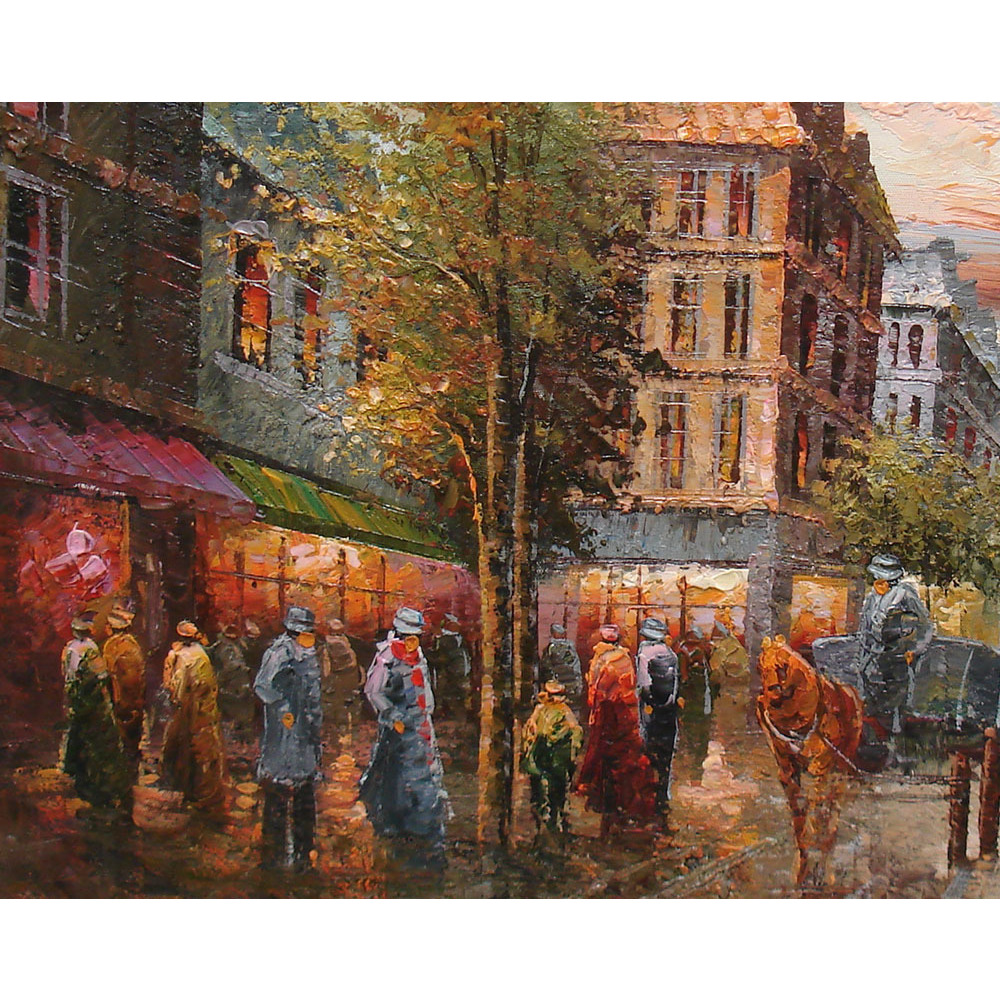 1000x1000 Shop Fine Oil Painting Of Cityscape People Walking In The Street - People Walking Painting