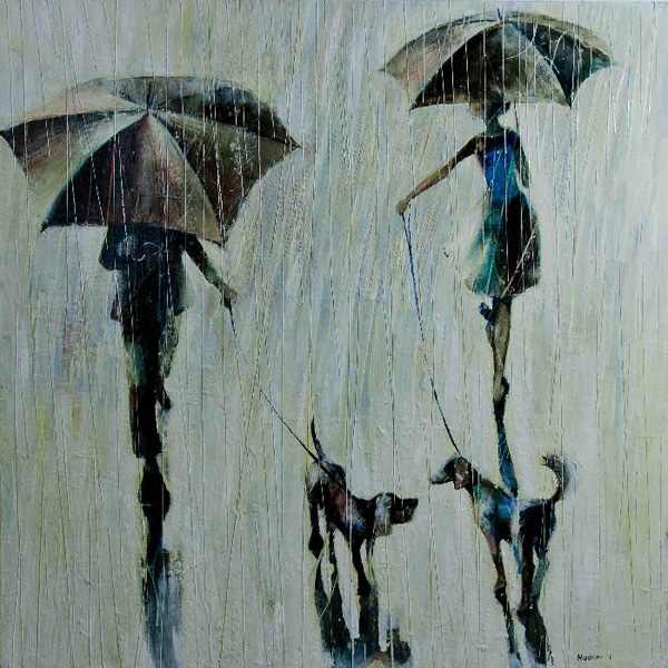 600x600 Walking In The Rain, Paintings By Igor Mudrov - People Walking Painting