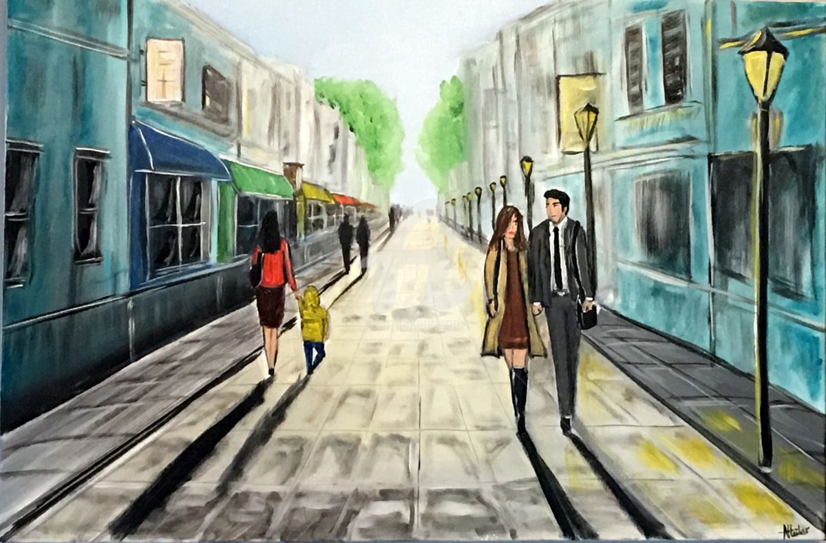 1200x790 Walking Home.jpg (Aisha Haider) - People Walking Painting