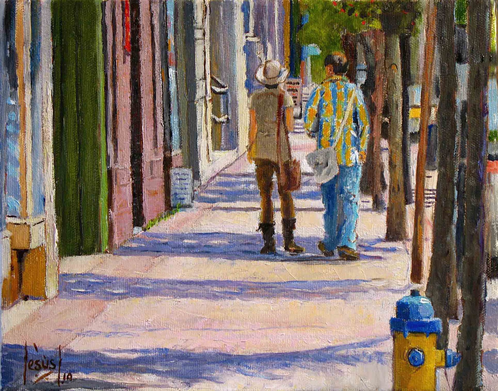 1600x1256 Arte Jesus Estevez Fuertes Walking Couple On Front St - People Walking Painting