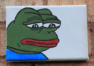 300x211 Sad Frog (Pepe The Frog) Painting On 4x6 Canvas Ebay - Pepe Painting