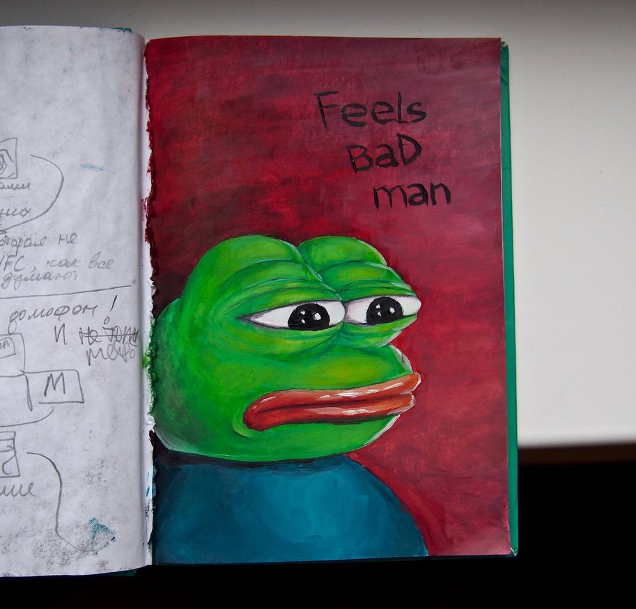 913x875 Sad Pepe By Aquaticmine - Pepe Painting