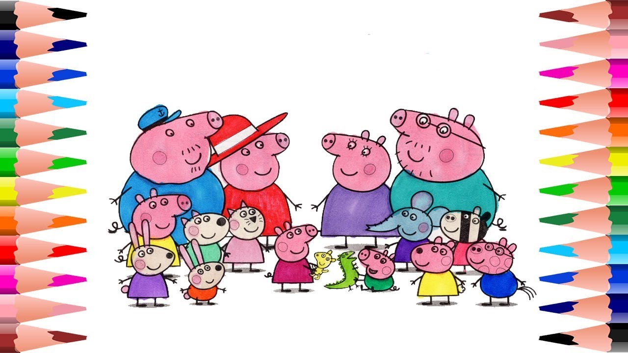 1280x720 Painting Peppa Pig And George Pig Coloring Pages For Kids - Peppa Pig George Painting